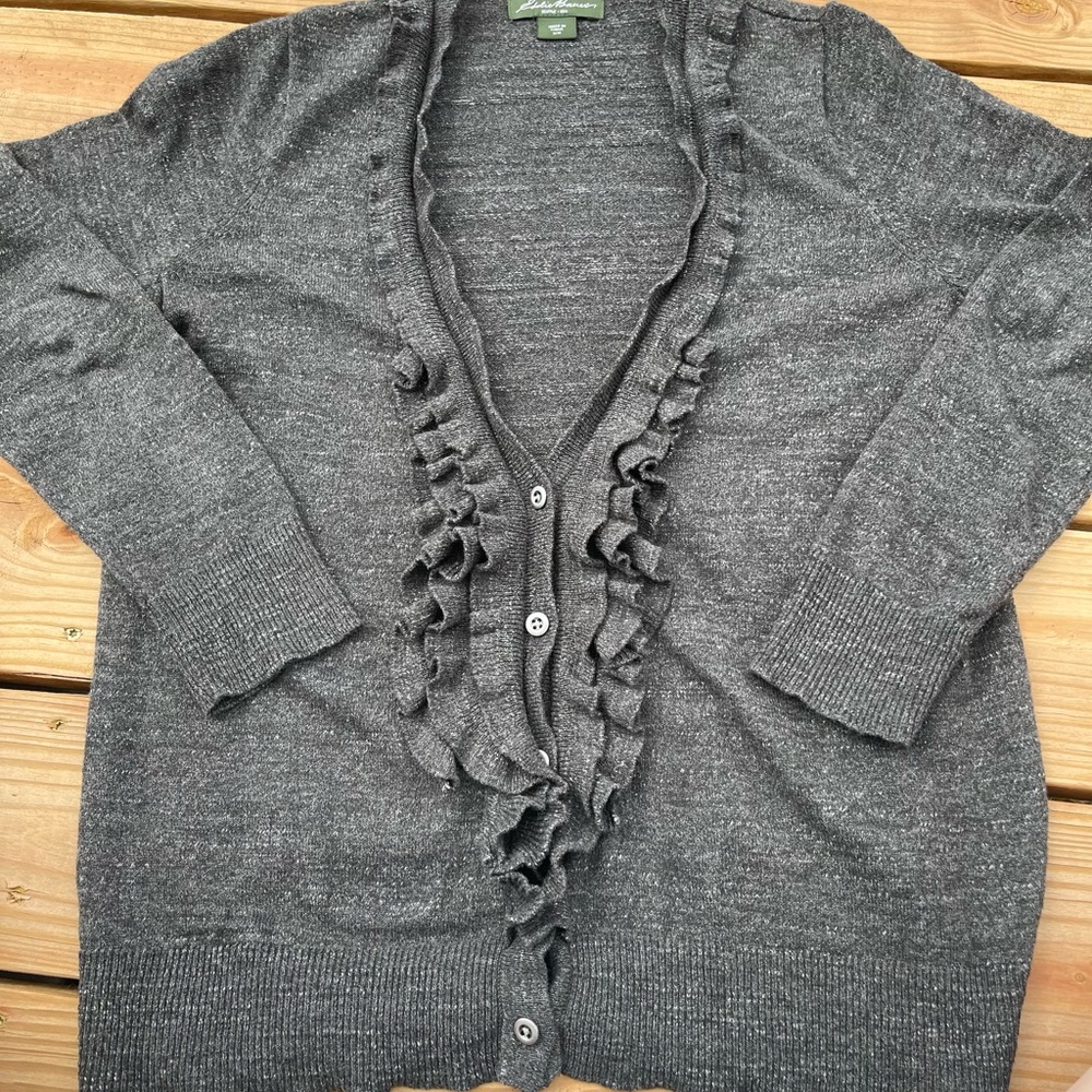 Eddie Bauer Gray Women's Cardigan Sweater size XL